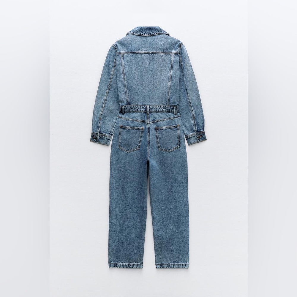 Zara LONG SLEEVE DENIM JUMPSUIT Medium - Picture 5 of 8
